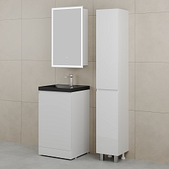 Style Line Мебель для ванной с кварцевой раковиной антрацит Батлер 50 белая Люкс антискрейтч Plus – фотография-2